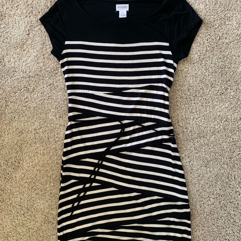 Black and White Striped Maternity Dress